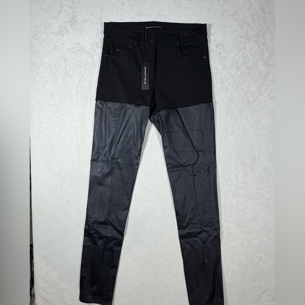 NWT 118 Walter Baker Size 2 Women’s Black Stretch Faux Leather Leggings Pants